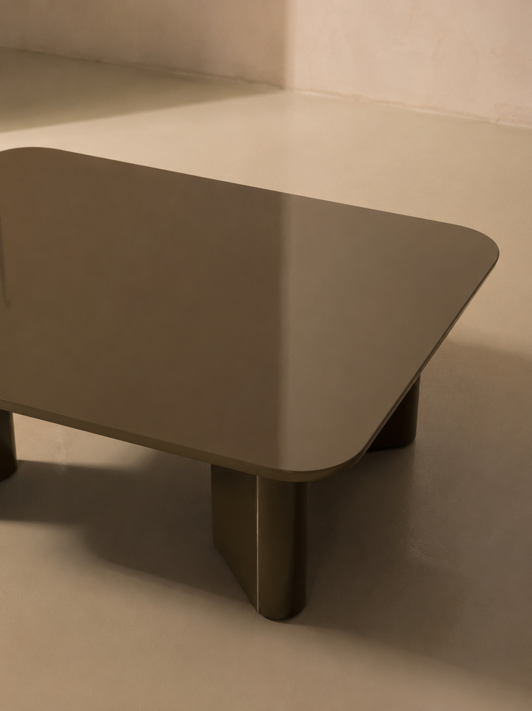 Khaki lacquered coffee table