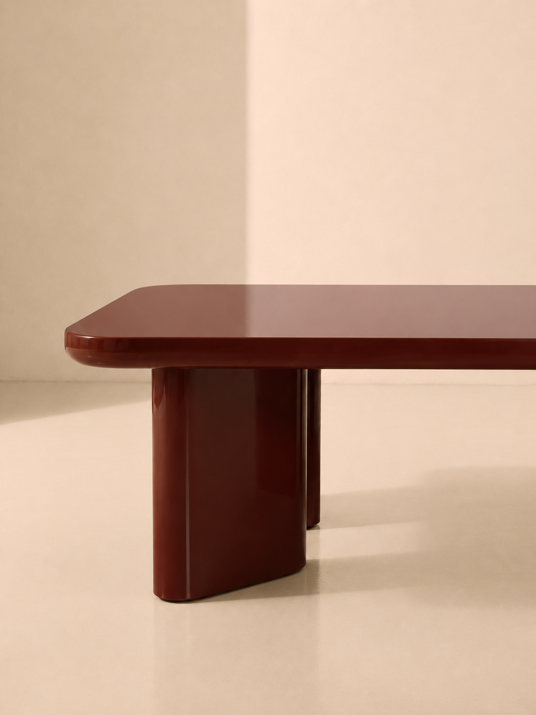 Burgundy lacquered coffee table