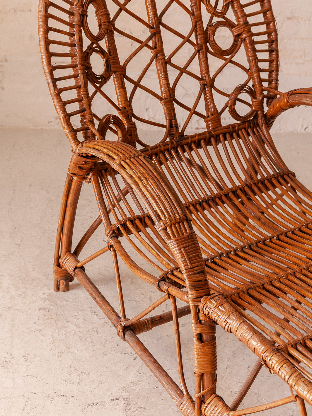 50s rattan chaise longue