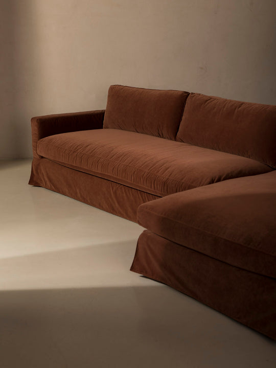 Amberes pearl linen sofa with chaise longue