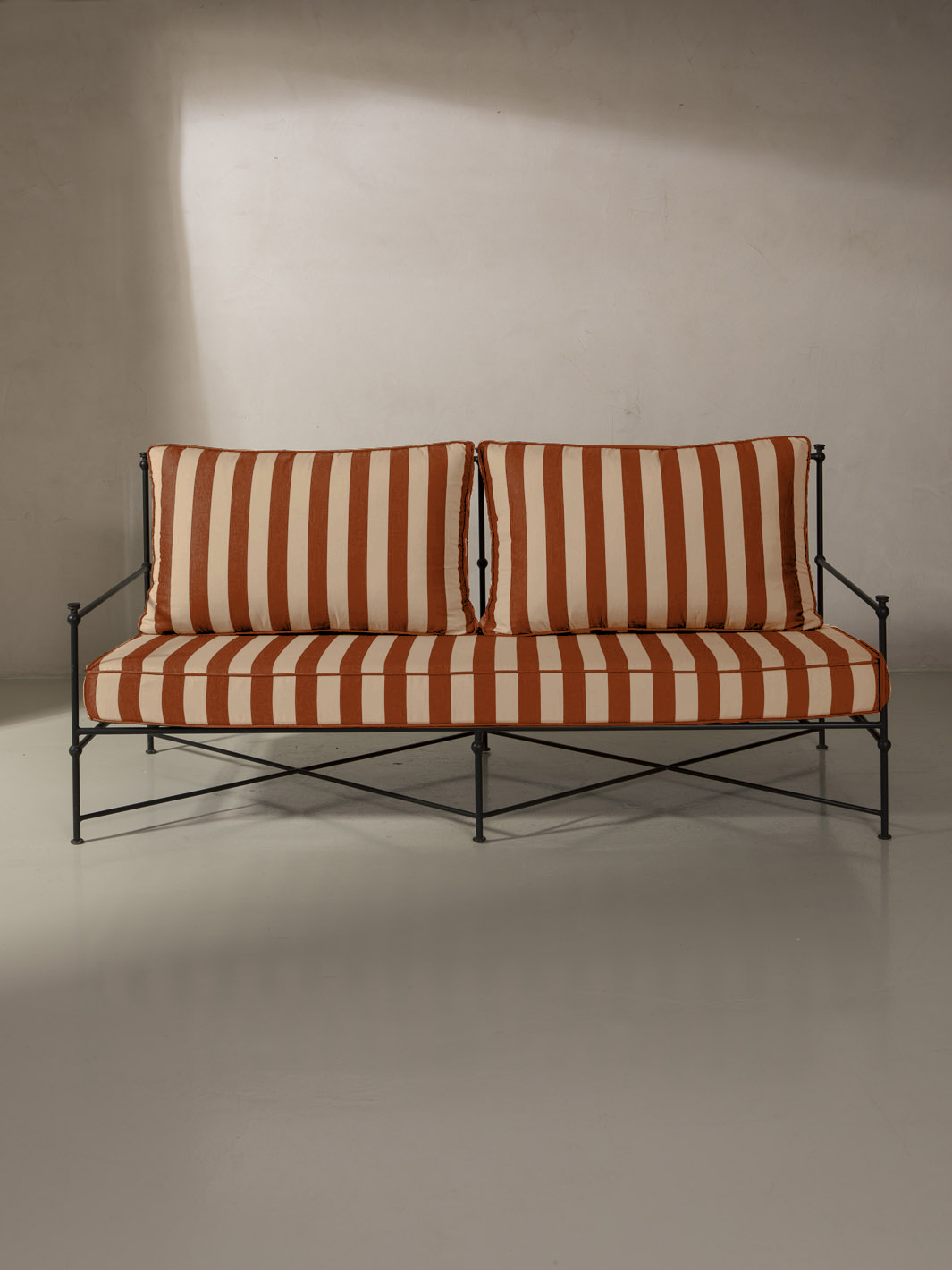 Medaillon wrought iron sofa cover 180cm Tomato and Beige