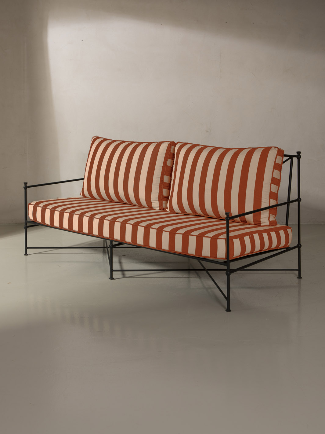 Medaillon wrought iron sofa cover 180cm Tomato and Beige