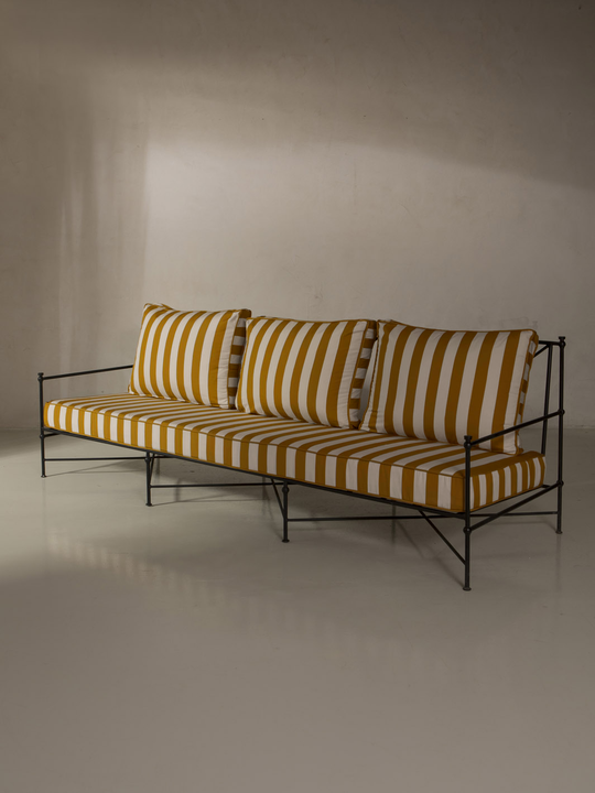 Medaillon wrought iron sofa cover 240cm mustard and white