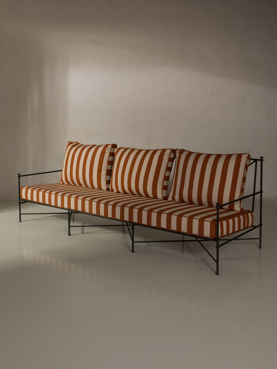 Medaillon wrought iron sofa cover 240cm Tomato and Beige