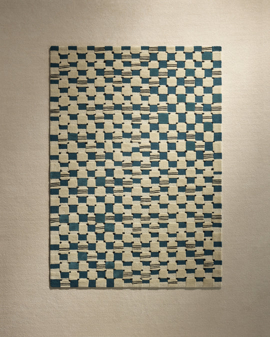 Tapis Damier Bleu Maison Sarah Lavoine