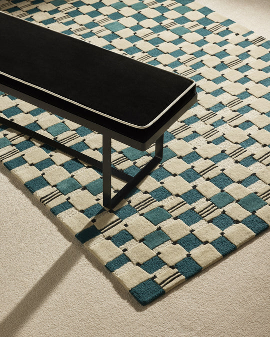 Tapis Damier Bleu Maison Sarah Lavoine