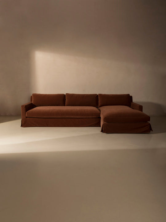 Amberes pearl linen sofa with chaise longue