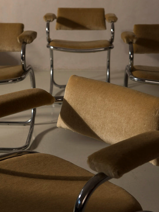 Juego de 6 sillas italianas cromo