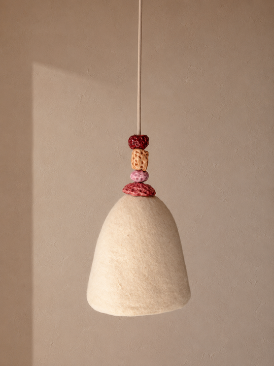 Lámpara pantalla de fieltro cerámica rosa 19CM
