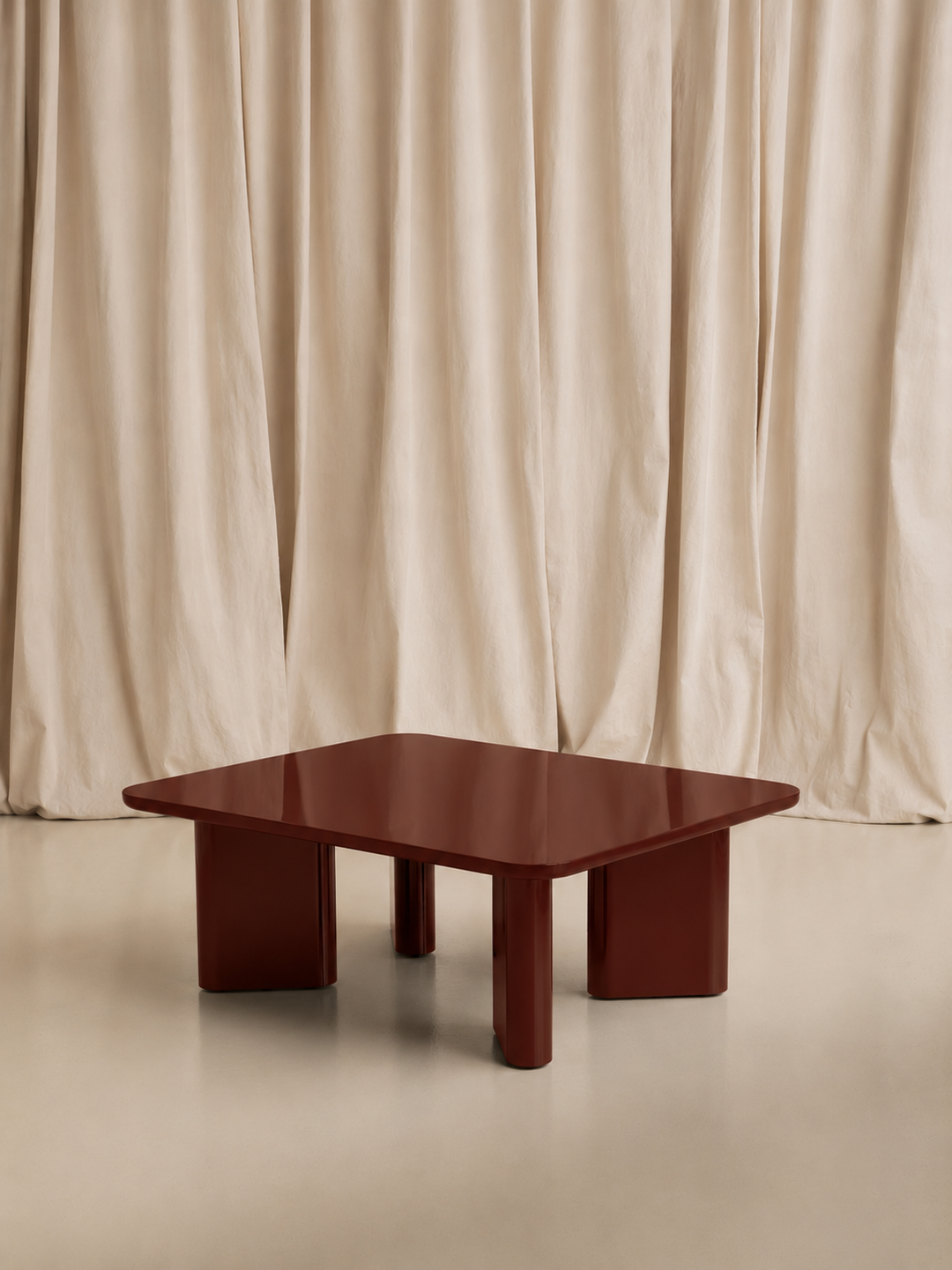 Burgundy lacquered coffee table