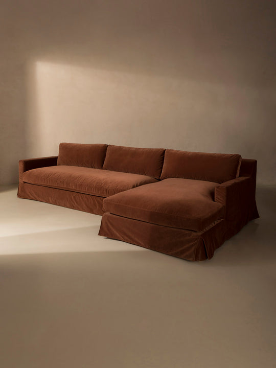 Amberes pearl linen sofa with chaise longue