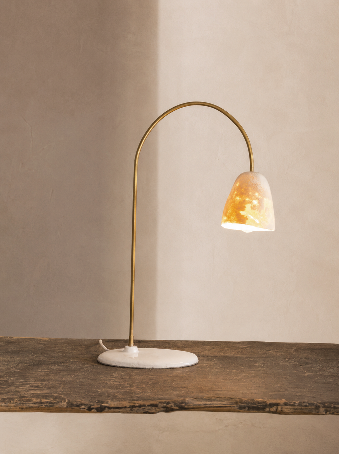 Brass and felt table lamp