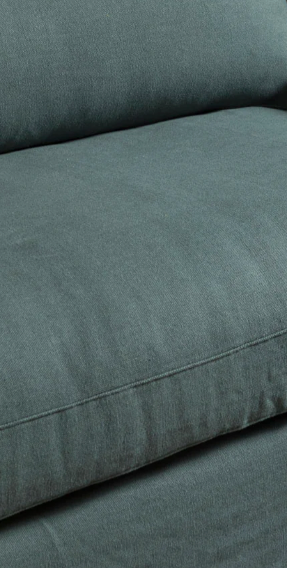 Omaanda Linen Sofa in Gunmetal Blue