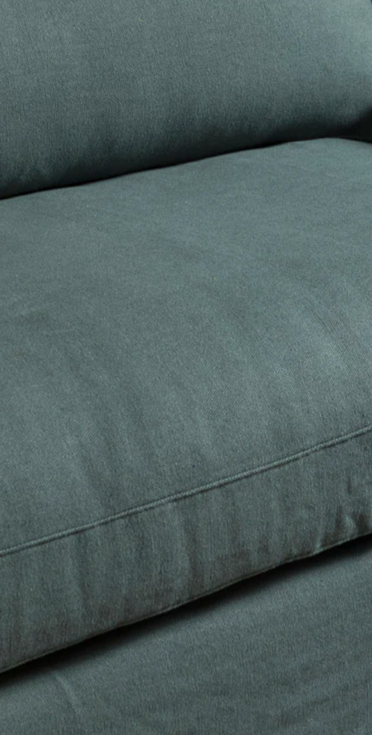 Omaanda Linen Sofa in Gunmetal Blue