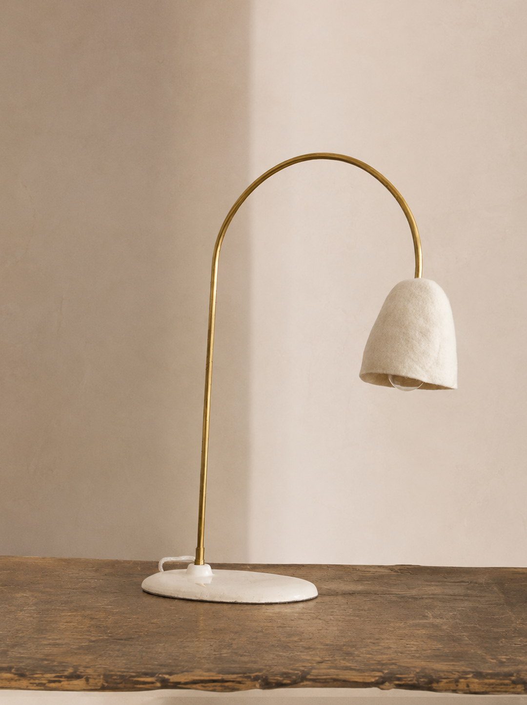 Brass and felt table lamp