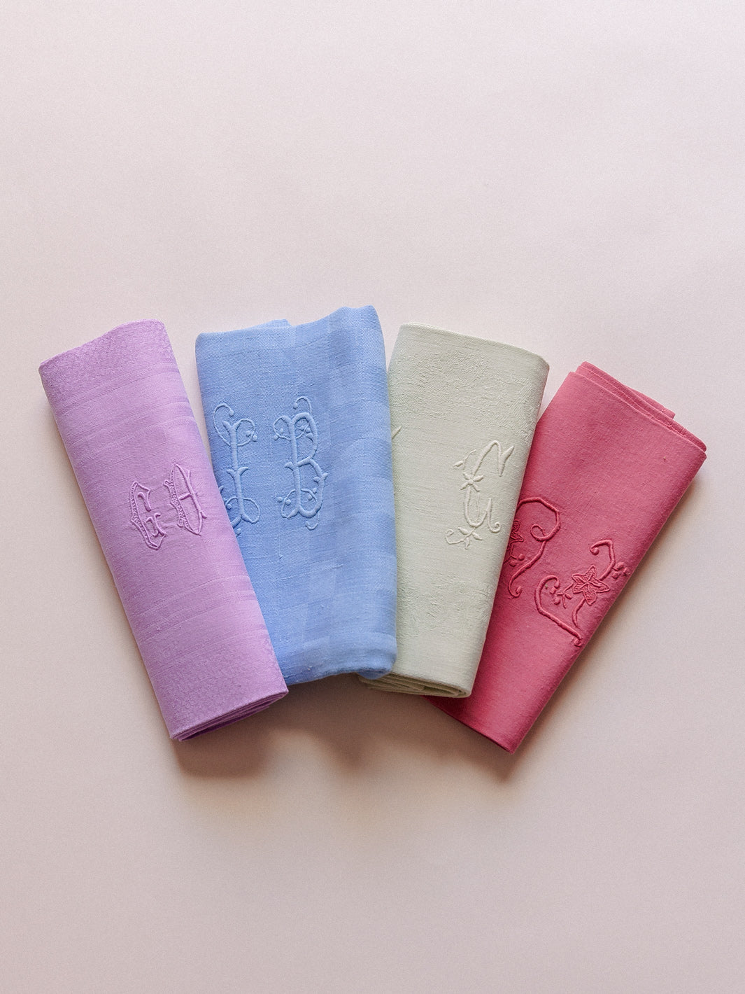 Lot de 4 serviettes damassées multicolores