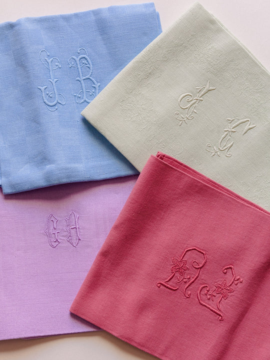 Lot de 4 serviettes damassées multicolores