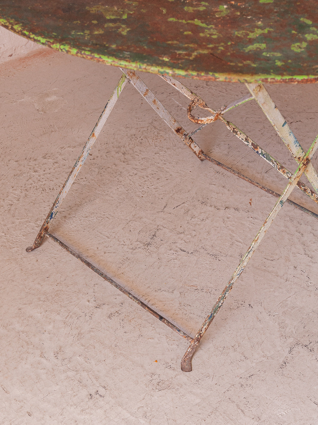 Belgium green folding iron table from the 50s