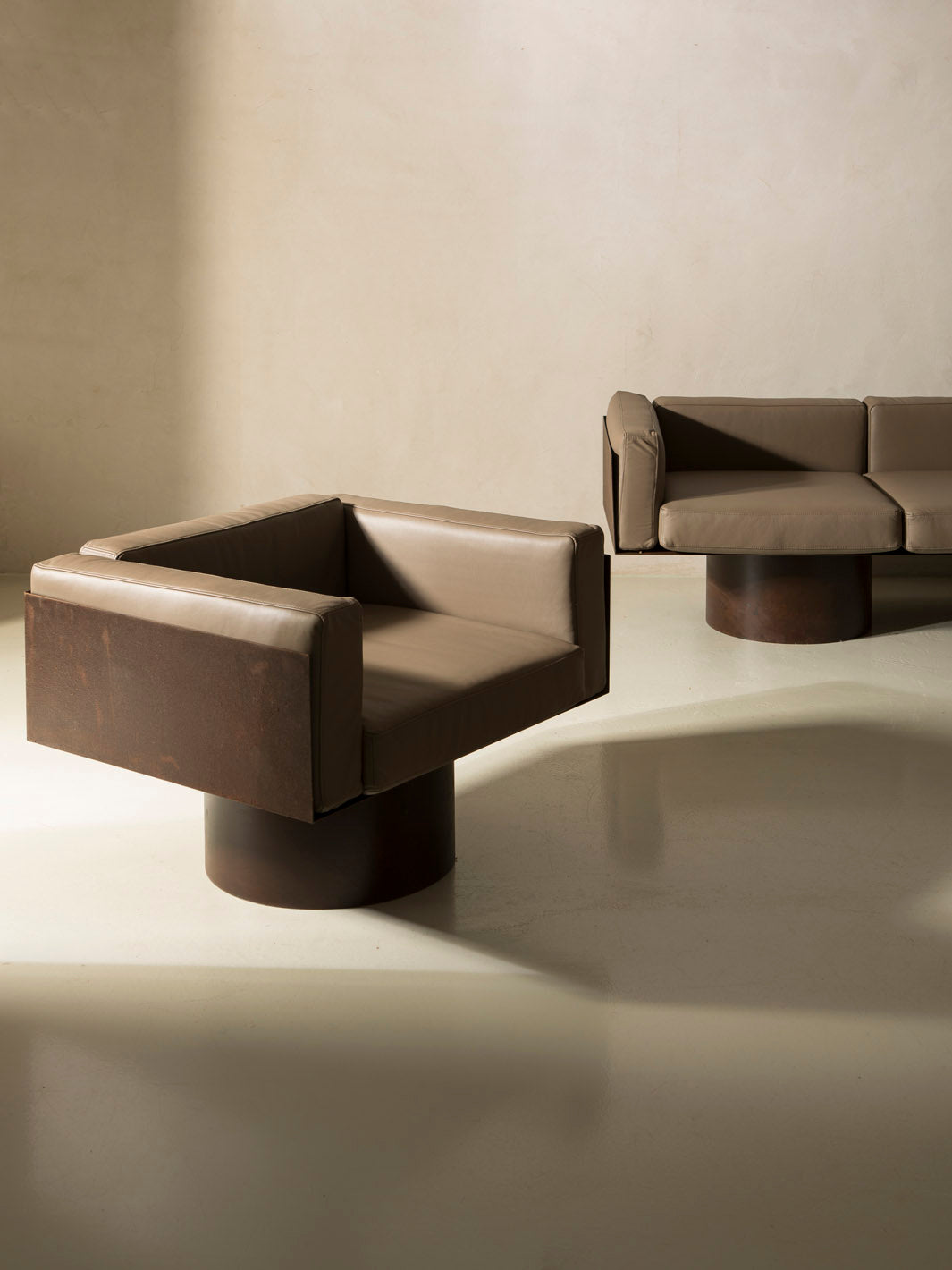 Corten steel sofa and armchair set