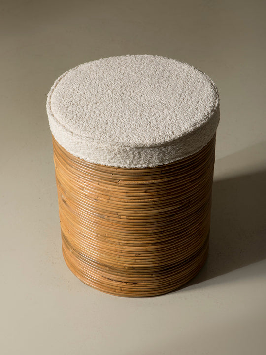 Pouf artesanal italiano de bambú y rizo