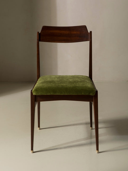 Juego 6 sillas Palosanto tapizadas en verde años 50