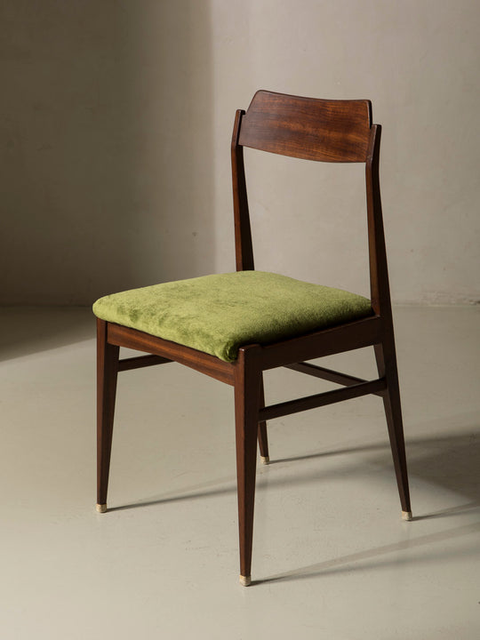 Juego 6 sillas Palosanto tapizadas en verde años 50