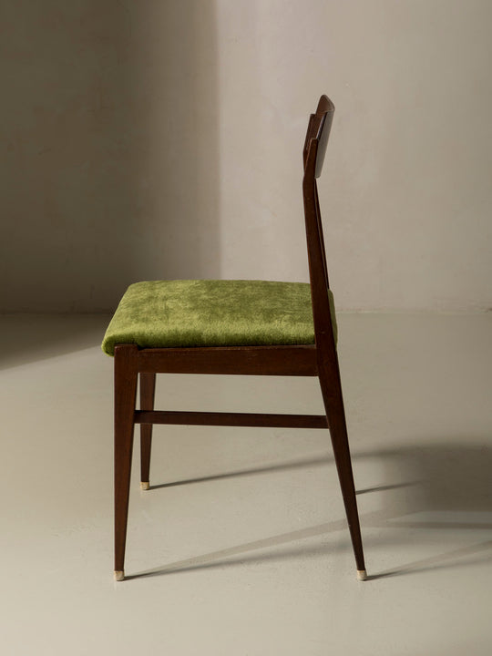 Juego 6 sillas Palosanto tapizadas en verde años 50