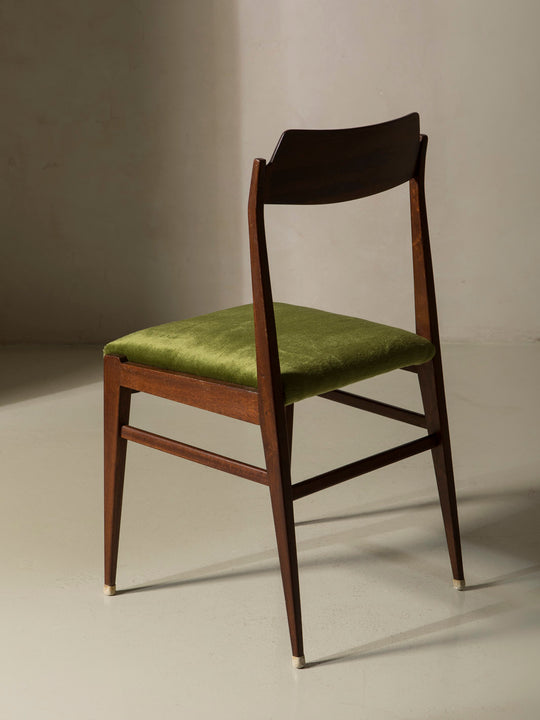 Juego 6 sillas Palosanto tapizadas en verde años 50