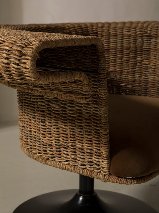 Pareja butacas Italia años 40 hierro y ratán giratorias