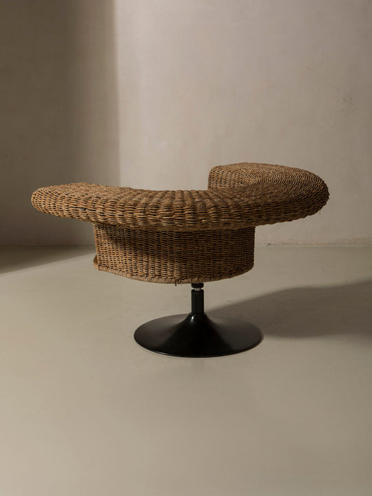 Pareja butacas Italia años 40 hierro y ratán giratorias