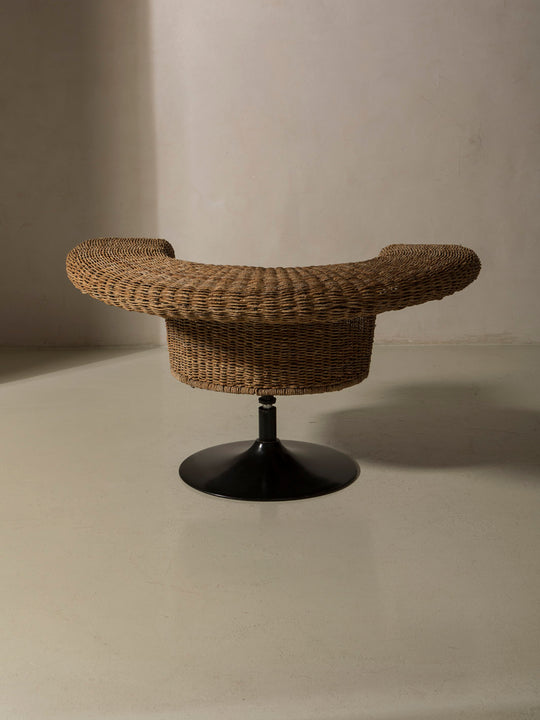 Pareja butacas Italia años 40 hierro y ratán giratorias