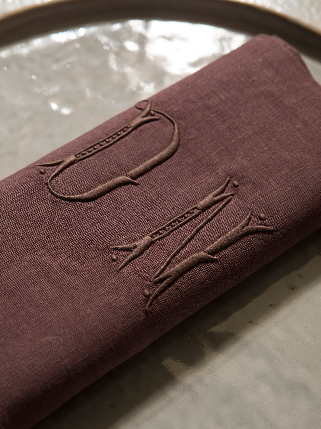 Juego de 12 servilletas de Damasco "DN"