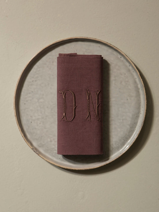 Juego de 12 servilletas de Damasco "DN"