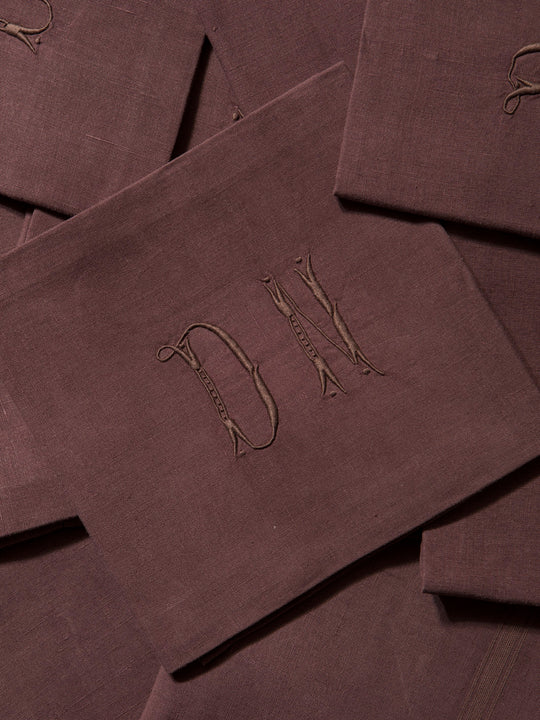 Juego de 12 servilletas de Damasco "DN"