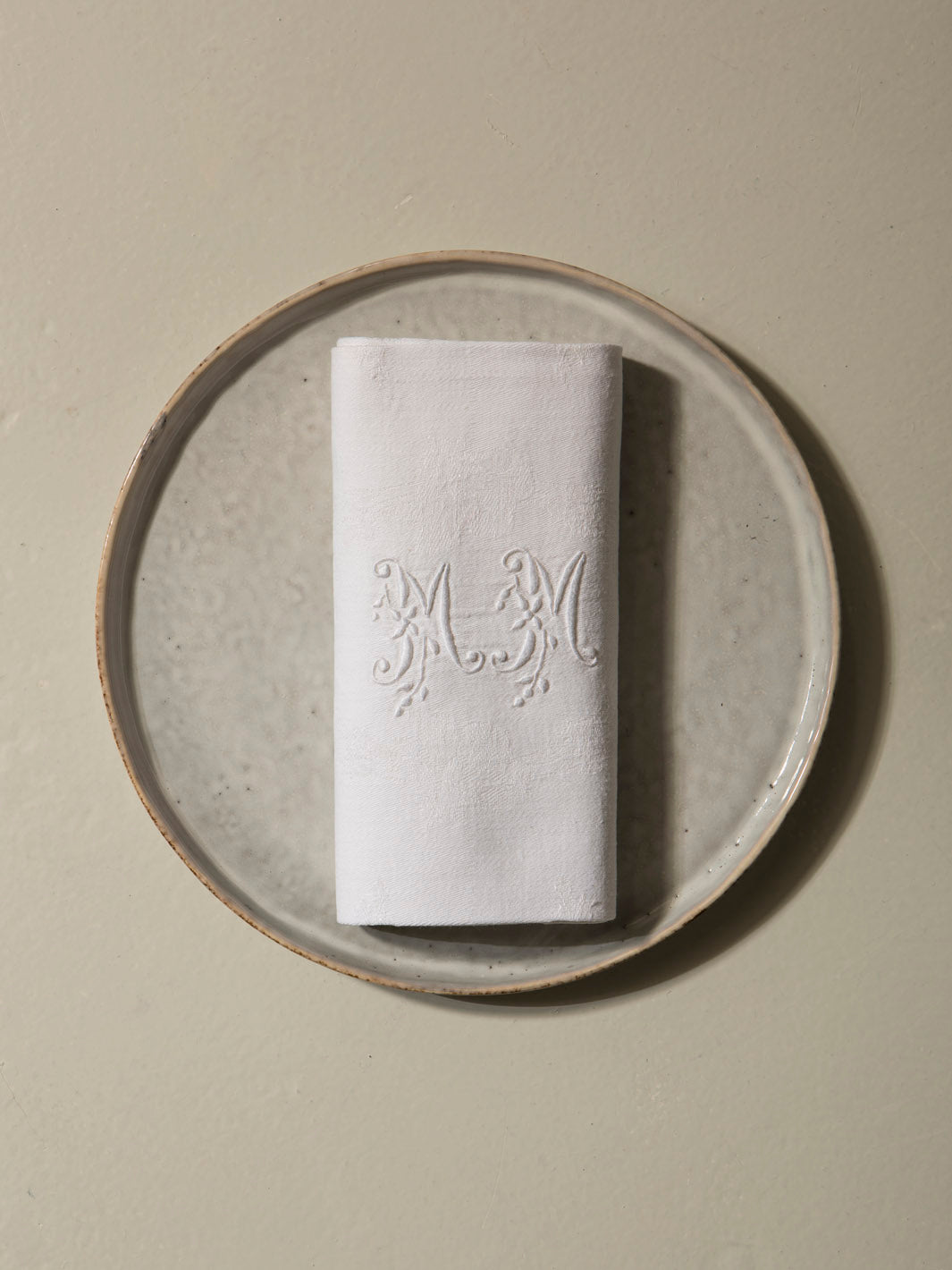 Juego de 12 servilletas de Damasco "MM"