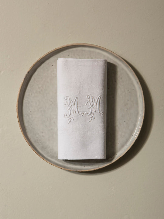 Juego de 12 servilletas de Damasco "MM"