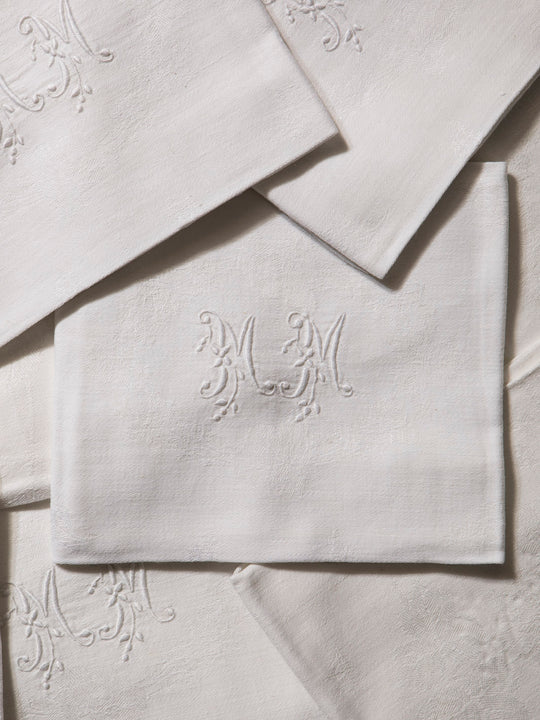 Juego de 12 servilletas de Damasco "MM"