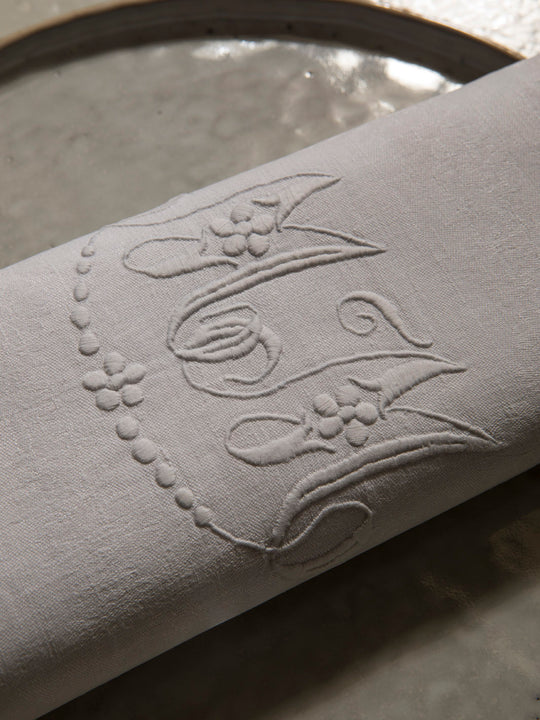 Juego de 12 servilletas de Damasco "MM"