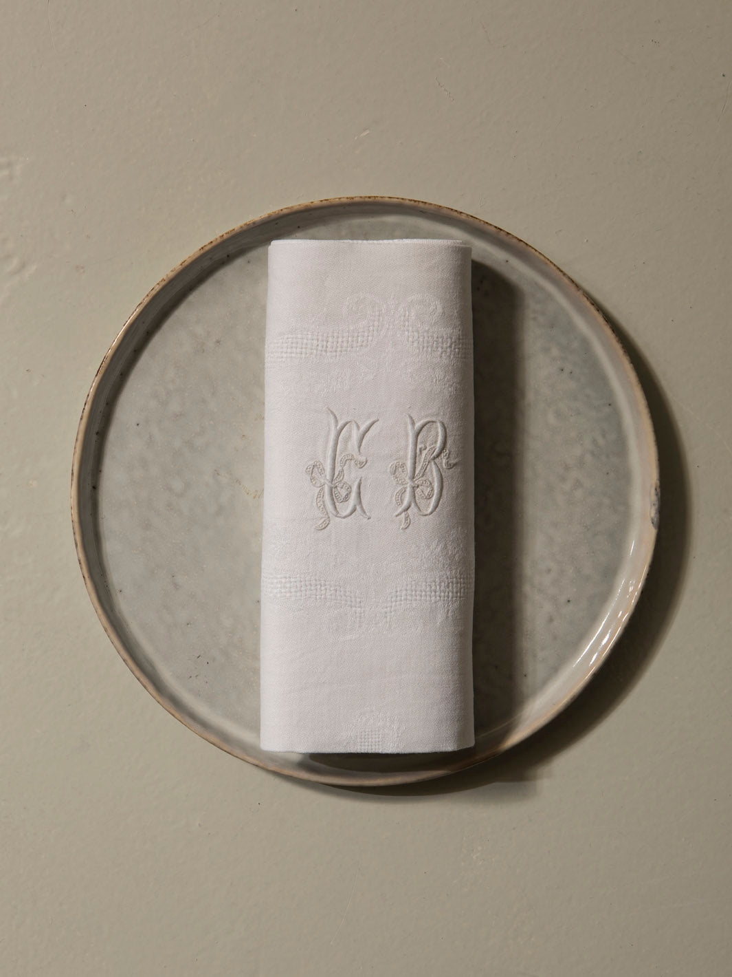 Juego de 10 servilletas de Damasco "CB"