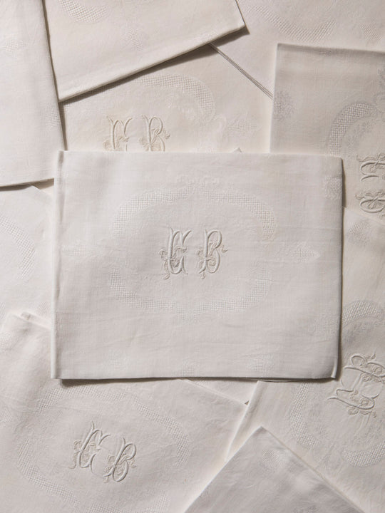 Juego de 10 servilletas de Damasco "CB"