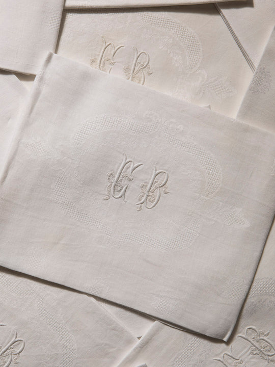 Juego de 10 servilletas de Damasco "CB"