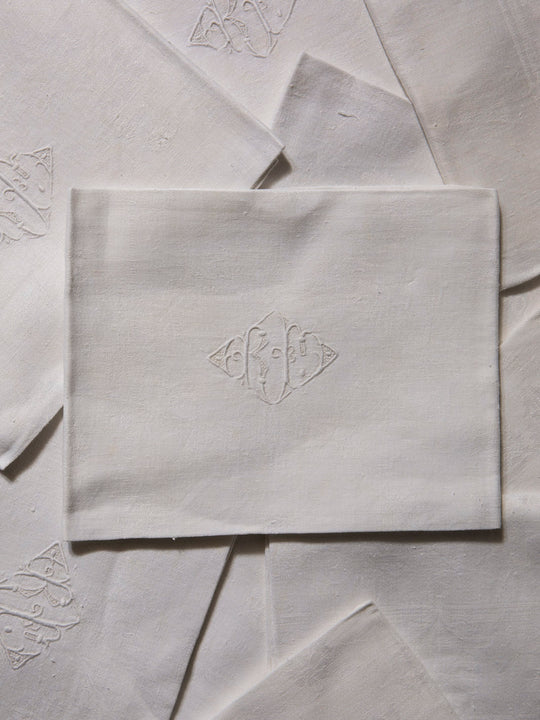 Juego de 12 servilletas de Damasco "RF"