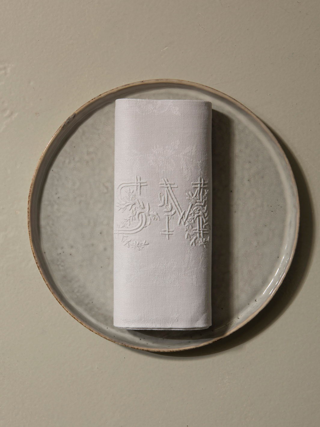 Juego de 6 servilletas de Damasco "SM"