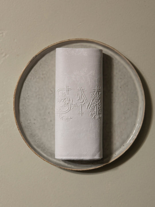 Juego de 6 servilletas de Damasco "SM"