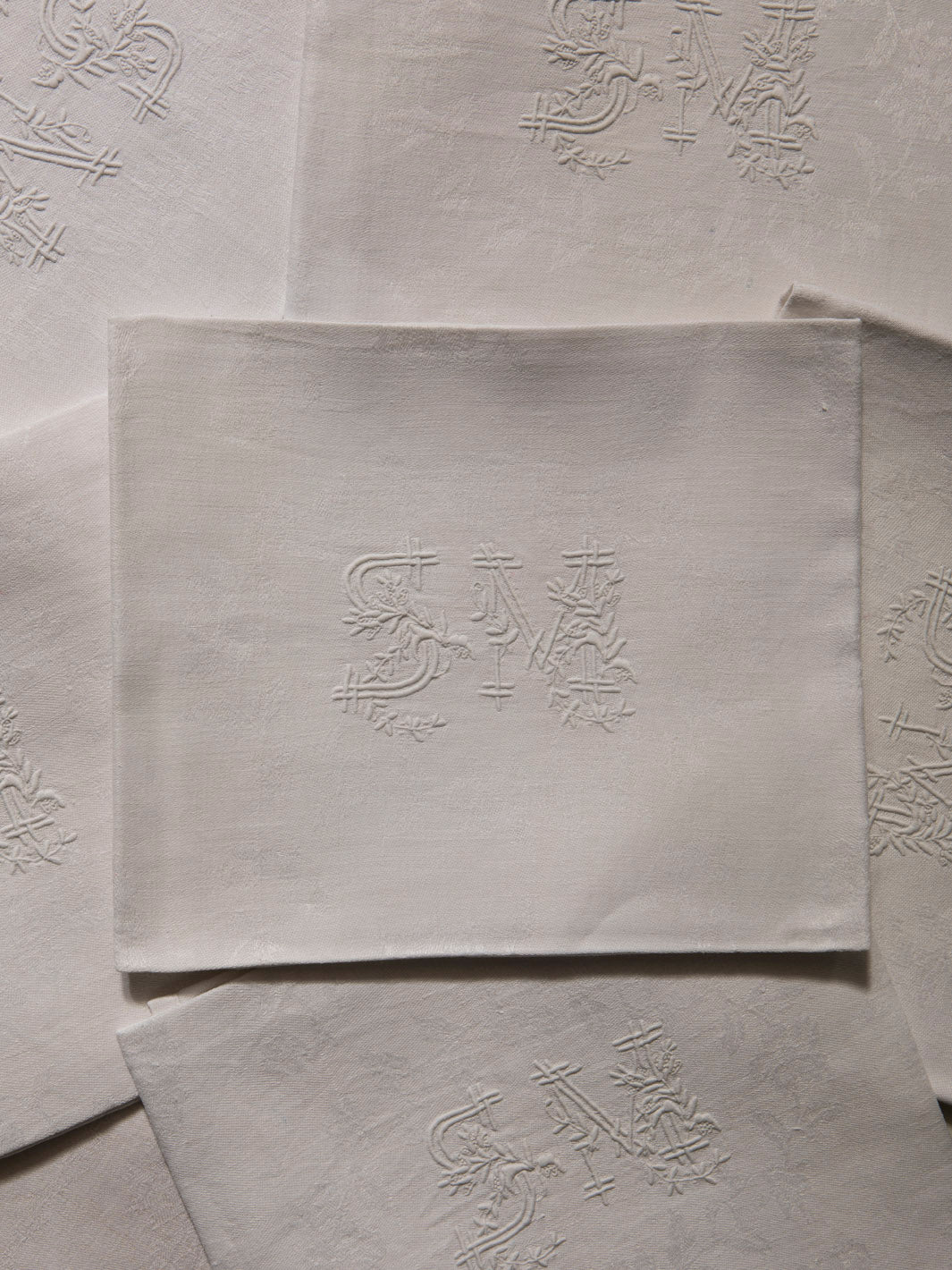 Juego de 6 servilletas de Damasco "SM"