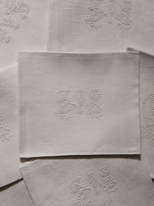 Juego de 6 servilletas de Damasco "SM"