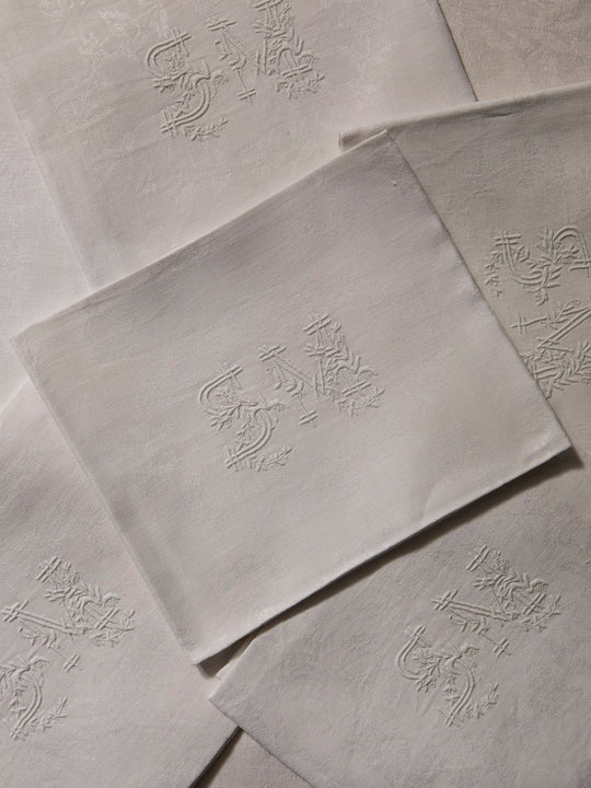 Juego de 6 servilletas de Damasco "SM"