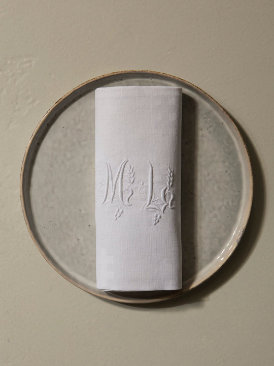 Juego de 6 servilletas de Damasco "ML"