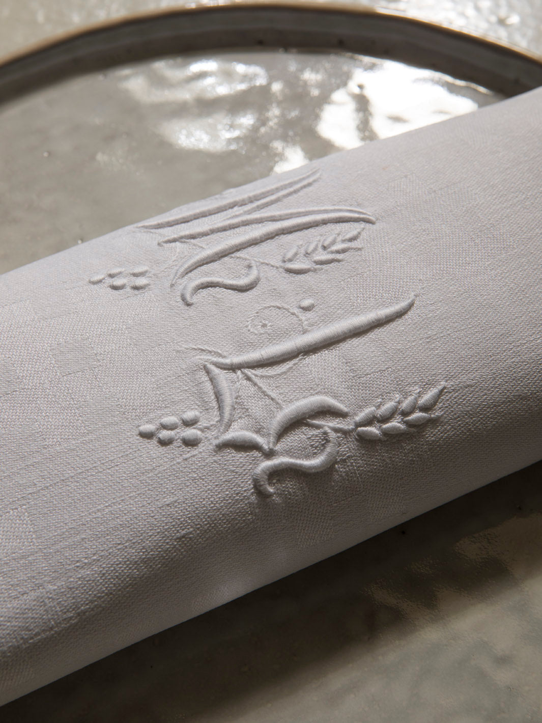 Juego de 6 servilletas de Damasco "ML"