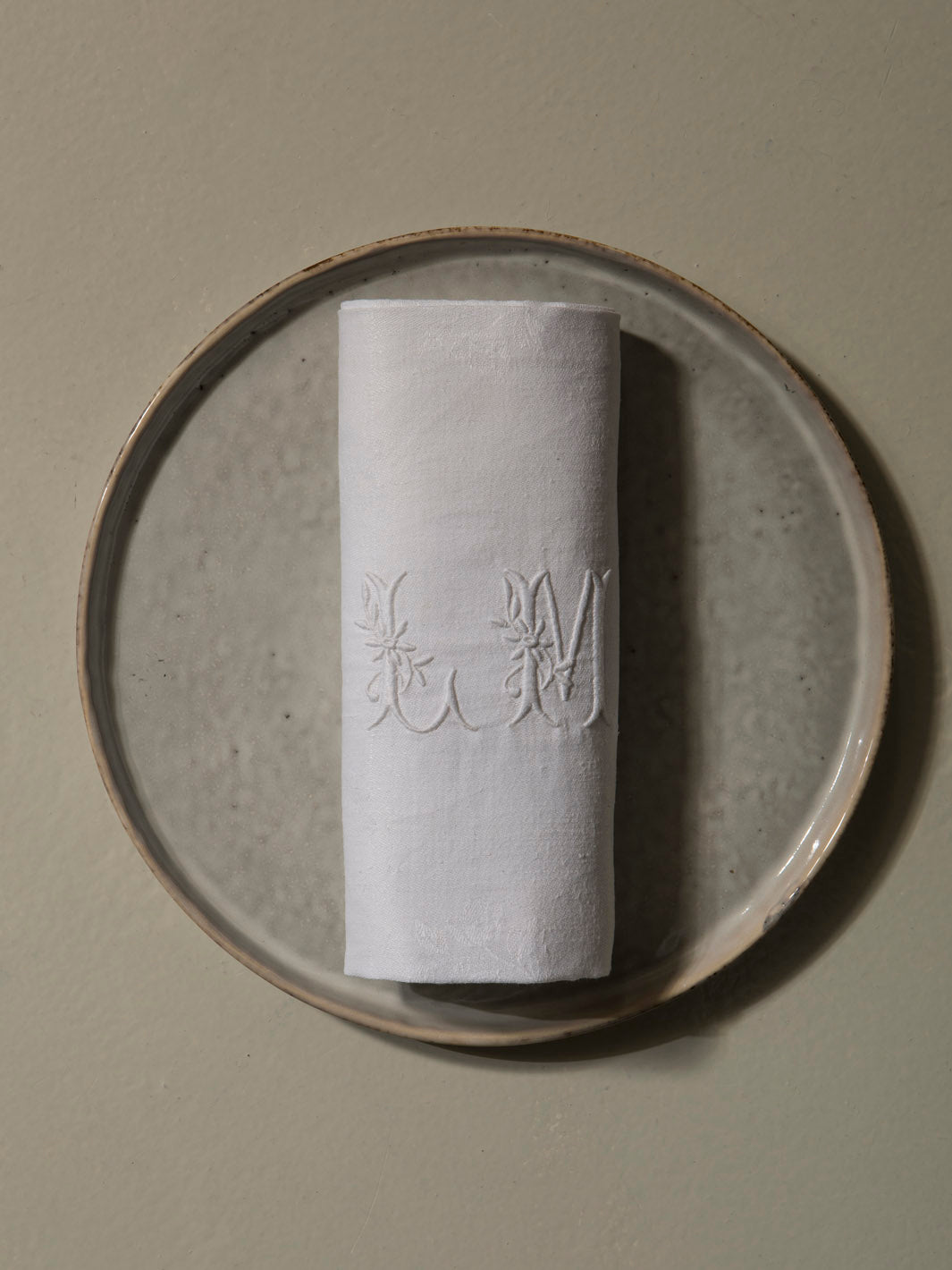 Juego de 8 servilletas de Damasco "LM"